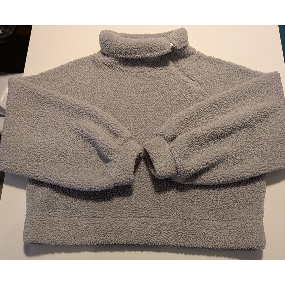 Express Women’s Large Gray Sherpa Half Zip Sweater Excellent